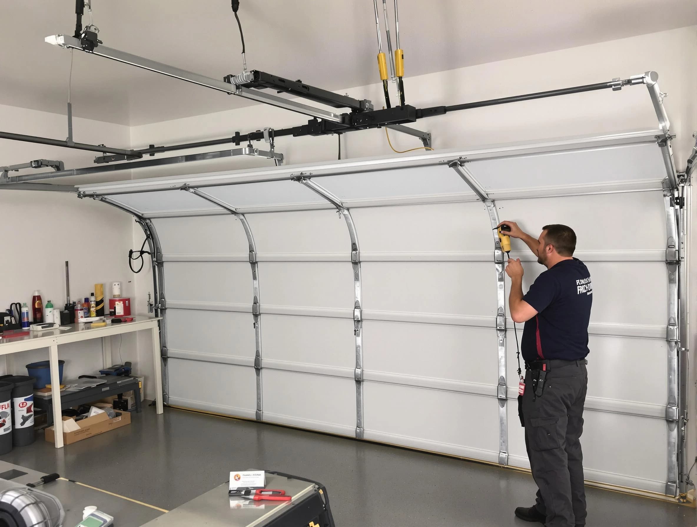 Commerce City Garage Door Repair certified technician performing overhead door system repair in Commerce City