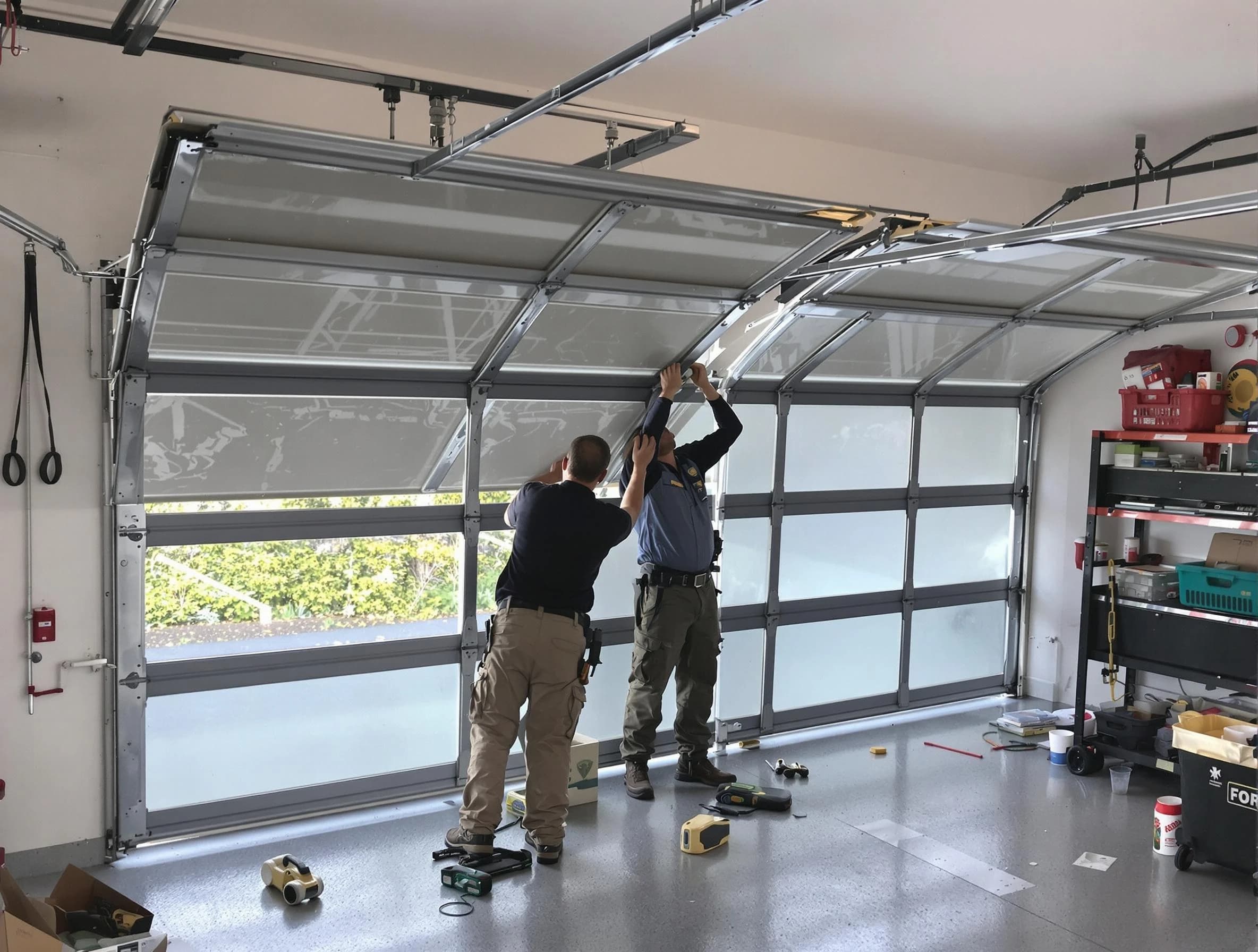 Commerce City Garage Door Repair expert performing precise panel replacement on Commerce City garage door