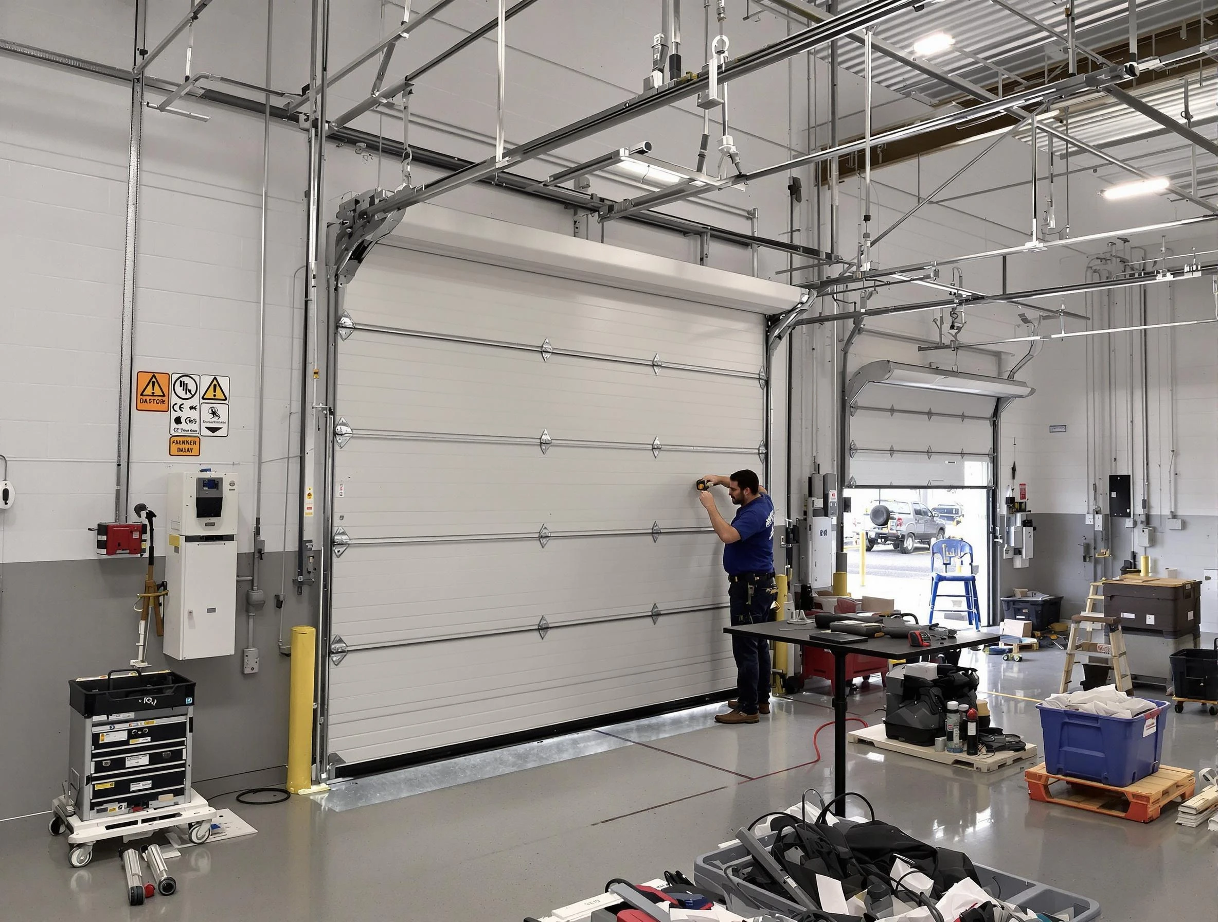 Commercial garage door repair being performed by Commerce City Garage Door Repair expert in Commerce City