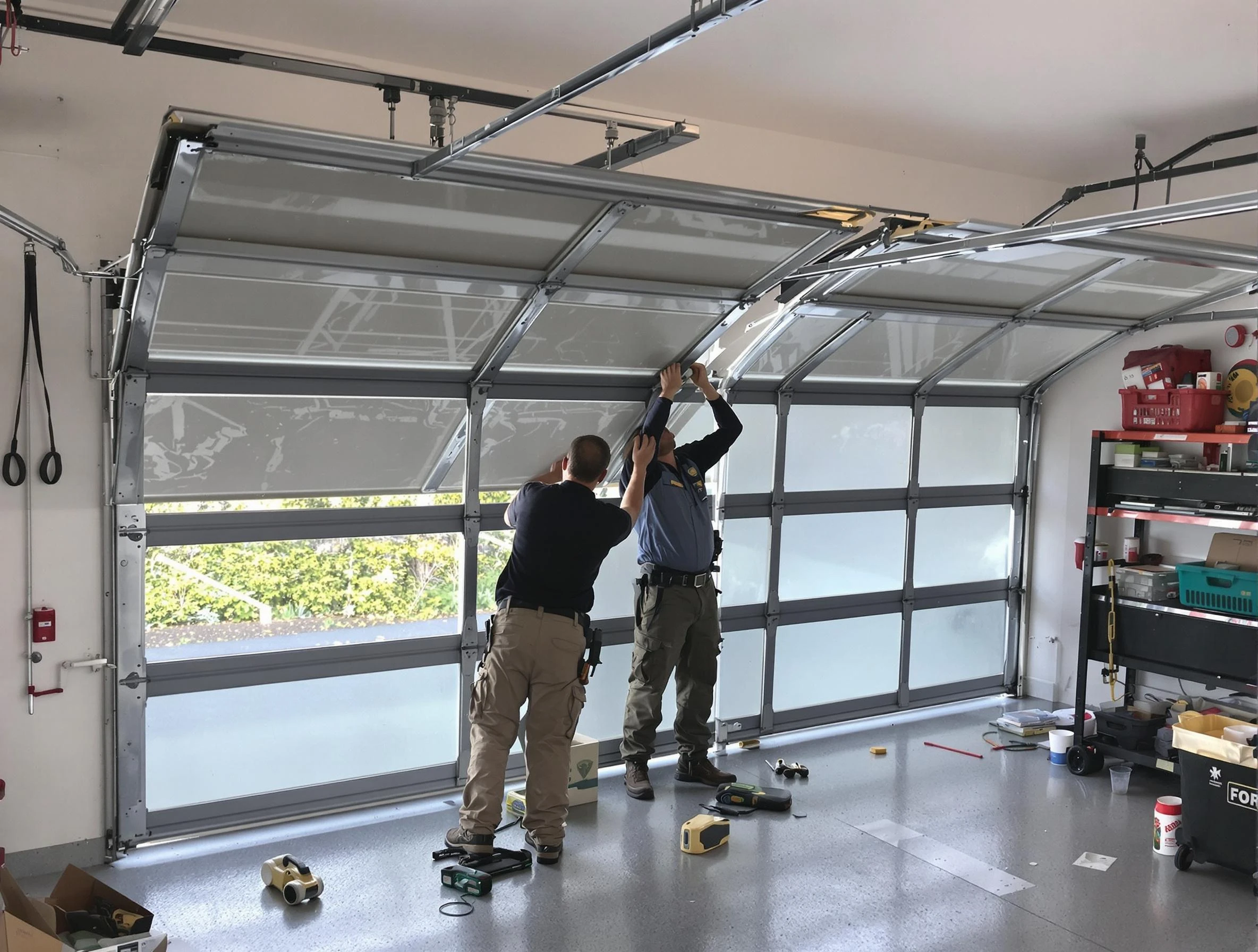 Commerce City Garage Door Repair expert performing precise panel replacement on Commerce City garage door